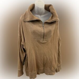 Aerie Cowl Neck Tan Sweater | Sz XL
